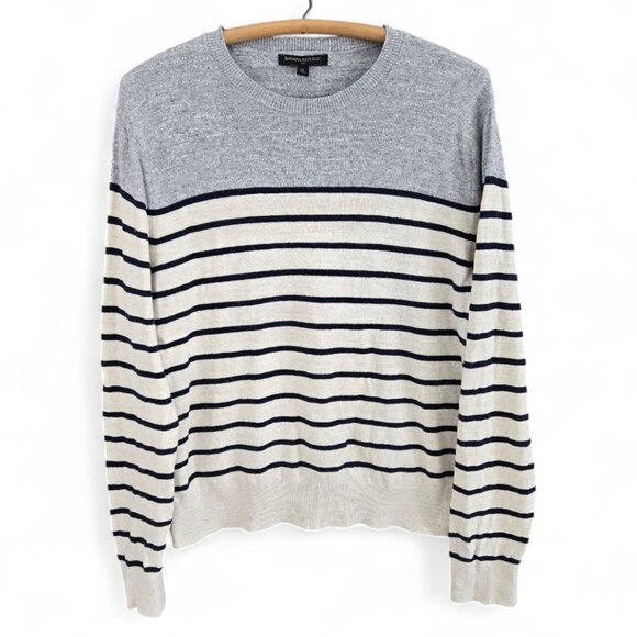 Banana Republic Other - Banana Republic Mens Striped Gray & Cream Crew Neck Sweater Medium
